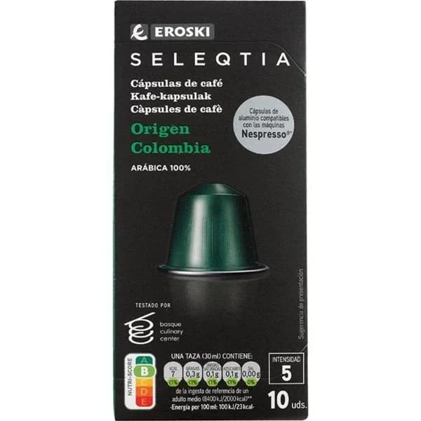 Café Colombia compatible Nesspreso EROSKI SELEQTIA, caja 10 uds - 1 ud - Imagen del producto en Findit