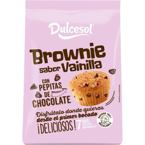 Choco-brownie vainilla DULCESOL, 7 uds, bolsa 175 g - 0.18 kg - Imagen del producto en Findit