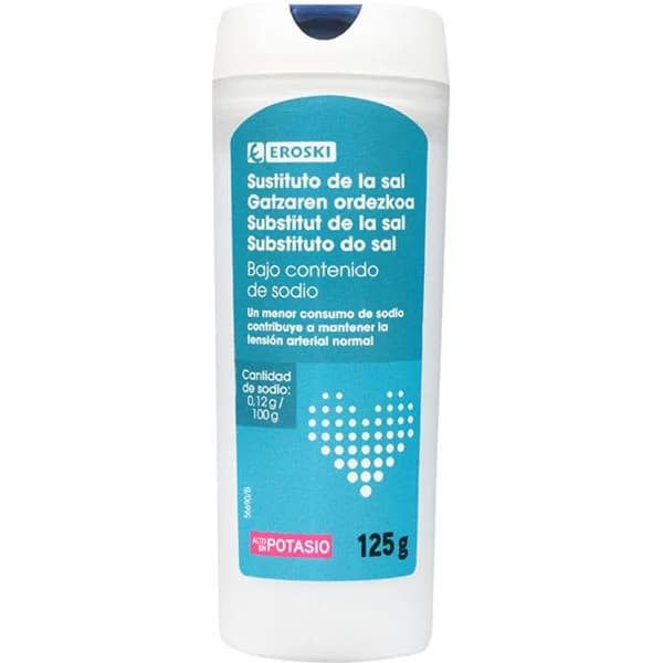 Sustituto de sal bajo en sodio EROSKI, bote 125 g - 0.12 kg - Imagen del producto en Findit