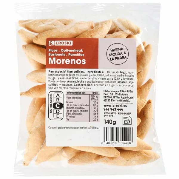 Picos morenos EROSKI, bolsa 140 g - 0.14 kg - Imagen del producto en Findit