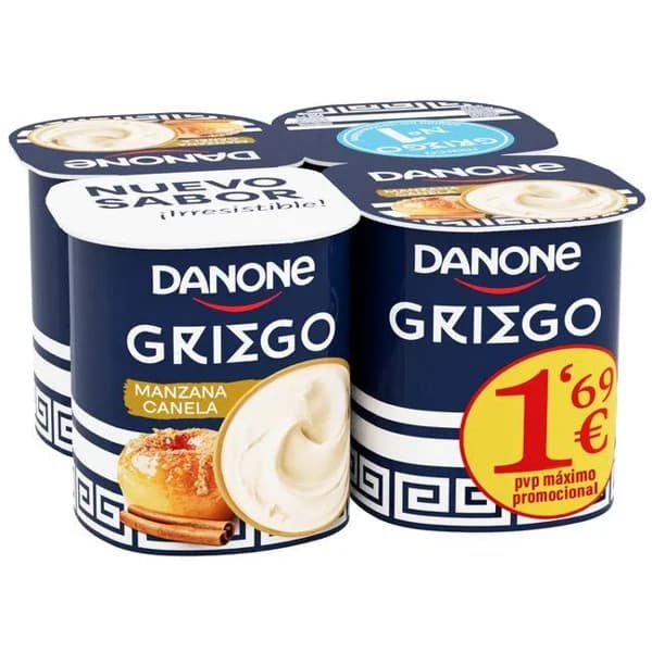 Yogur griego de manzana y canela DANONE, pack 4x110 g - 0.44 kg - Imagen del producto en Findit