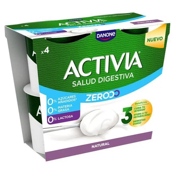 Yogur triple zero natural ACTIVIA, pack 4x120 g - 0.48 kg - Imagen del producto en Findit