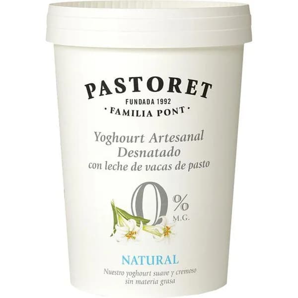 Yogur desnatado natural PASTORET, tarrina 500 g - 0.5 kg - Imagen del producto en Findit