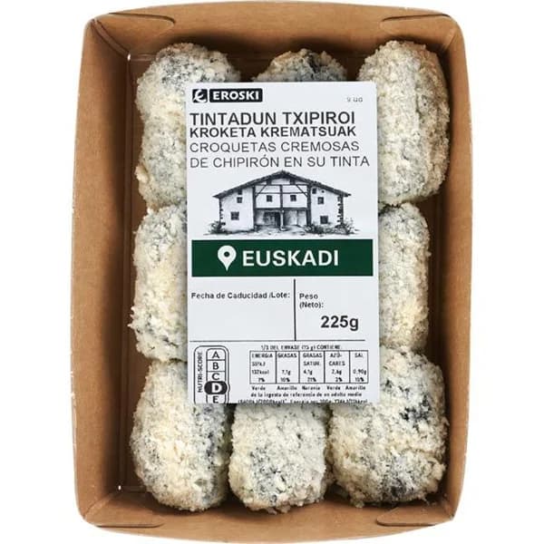Croqueta cremosa de chipirón EROSKI, bandeja 225 g - 0.23 kg - Imagen del producto en Findit