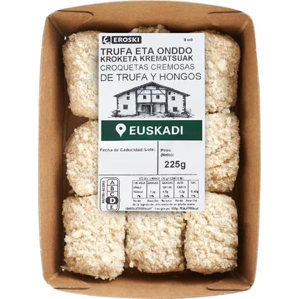 Croqueta cemosa de trufa y hongos EROSKI, bandeja 225 g - 0.23 kg - Imagen del producto en Findit
