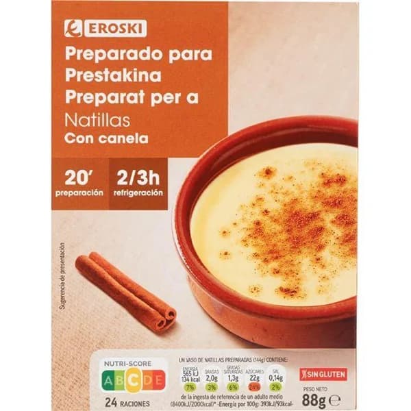 Natillas caseras EROSKI, caja 88 g - 0.09 kg - Imagen del producto en Findit