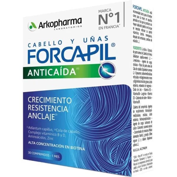 Forcapil anticaída cabello y uñas ARKOPHARMA, caja 30 capsulas - 30 ud - Imagen del producto en Findit