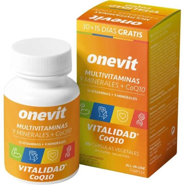 Multivitaminas y minerales + CoQ10 ONEVIT, bote 45 cápsulas - 45 ud - Imagen del producto en Findit