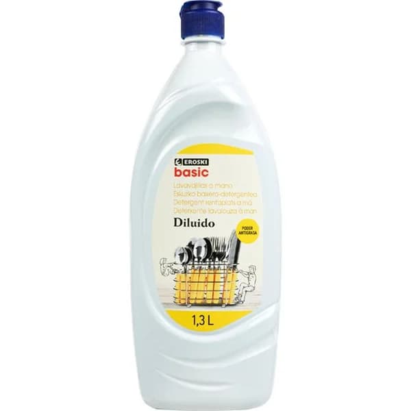 Lavavajillas a mano diluído EROSKI BASIC, botella 1,3 litros - 1.3 l - Imagen del producto en Findit
