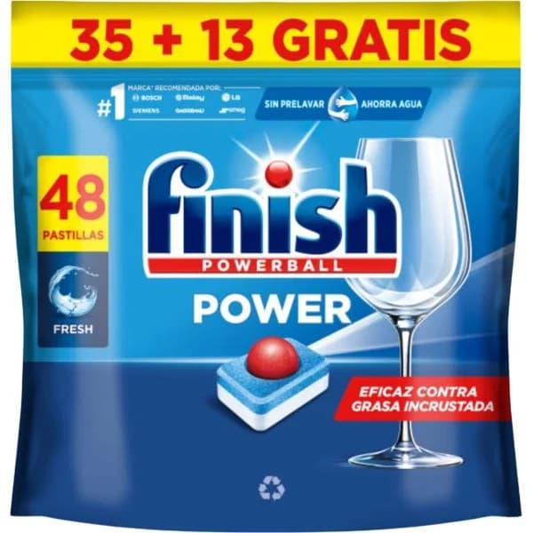 Lavavajillas limón FINISH TODO EN 1, bolsa 35+13 dosis - 1 ud - Imagen del producto en Findit