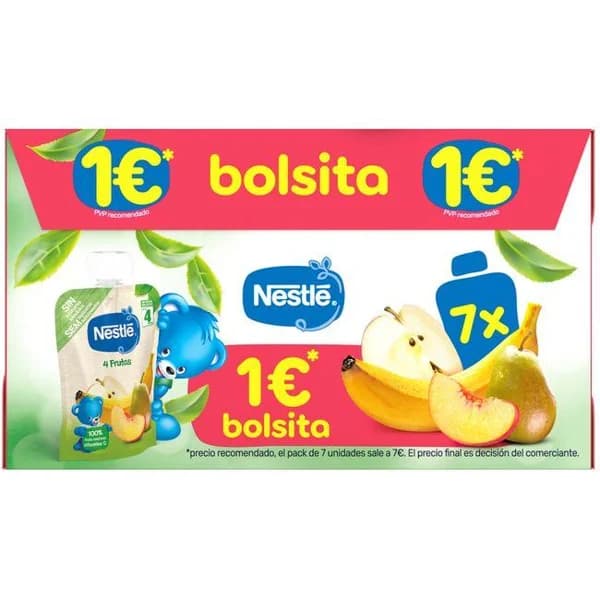 Bolsitas 4 frutas NESTLÉ, pack 7x90 g - 1 ud - Imagen del producto en Findit