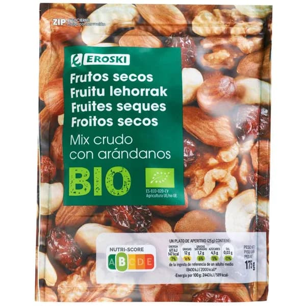 Mix crudo bio EROSKI, bolsa 175 g - 0.18 kg - Imagen del producto en Findit