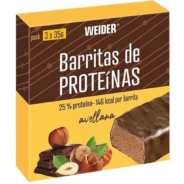 Barritas de avellana WEIDER, 3 uds, caja 105 g - 1 ud - Imagen del producto en Findit