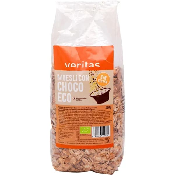 Muesli con chocolate sin gluten eco VERITAS, bolsa 500 g - 0.5 kg - Imagen del producto en Findit