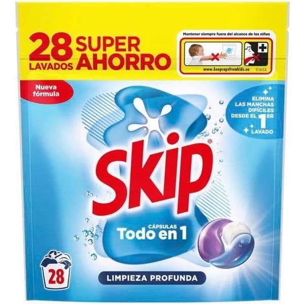 Detergente en cápsulas limpieza profunda SKIP, bolsa 28 dosis - 28 ud - Imagen del producto en Findit