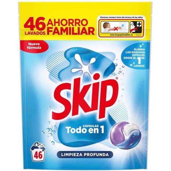 Detergente en cápsulas limpieza profunda SKIP, bolsa 46 dosis - 46 ud - Imagen del producto en Findit
