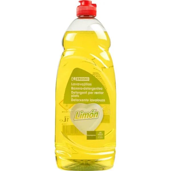 Lavavajillas a mano limón EROSKI, botella 1 litro - 1 l - Imagen del producto en Findit