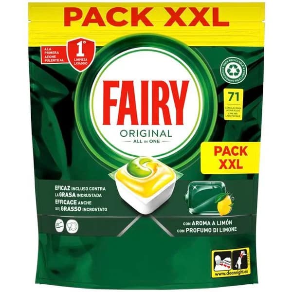 Lavavajillas a máquina FAIRY TODO EN 1, bolsa 71 dosis - 71 ud - Imagen del producto en Findit