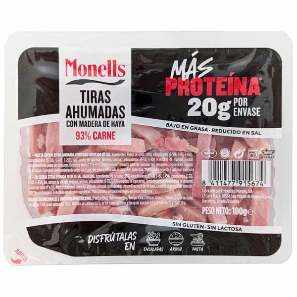 Tiras de paleta ahumada + proteina MONELLS, tarrina 100 g - 0.1 kg - Imagen del producto en Findit