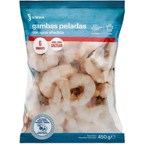 Gamba pelada grande 40/60 piezas LA SIRENA, bolsa 450 g - 1 ud - Imagen del producto en Findit