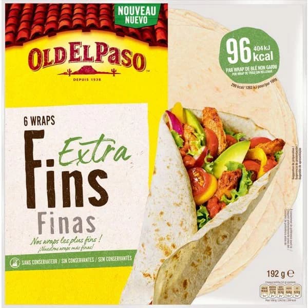 Tortilla extra fina OLD EL PASO, paquete 192 g - 0.19 kg - Imagen del producto en Findit