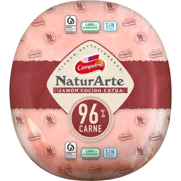 Jamón cocido 96% CAMPOFRÍO NATURARTE, al corte, compra mínima 100 g - 0.1 kg - Imagen del producto en Findit