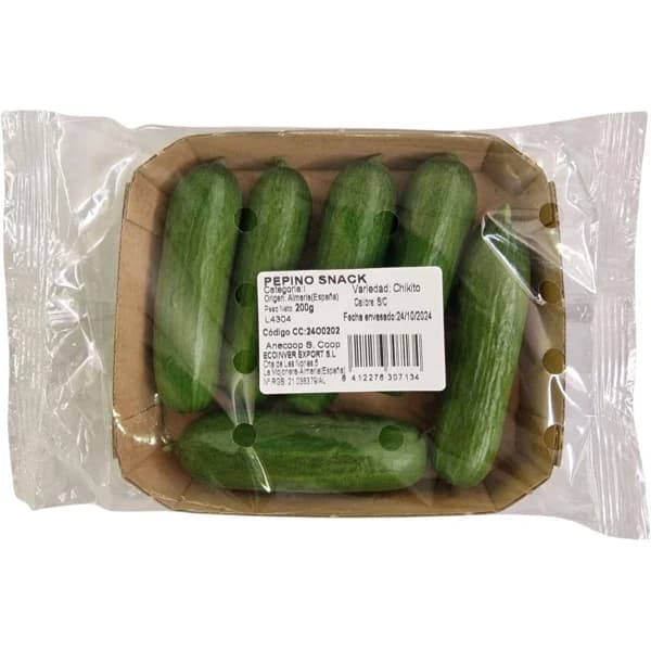 Pepino mini, bandeja 200 g - 0.2 kg - Imagen del producto en Findit