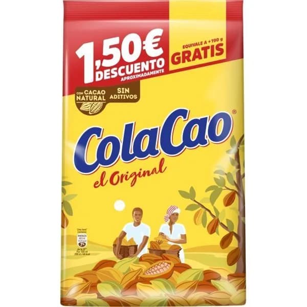 Cacao soluble COLA CAO, ecobolsa 1,2 kg + 190 g Gratis - 1 ud - Imagen del producto en Findit