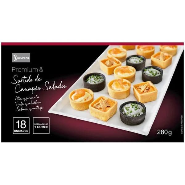 Surtido canapés atún,salmon y trufa LA SIRENA, caja 280 g - 0.28 kg - Imagen del producto en Findit