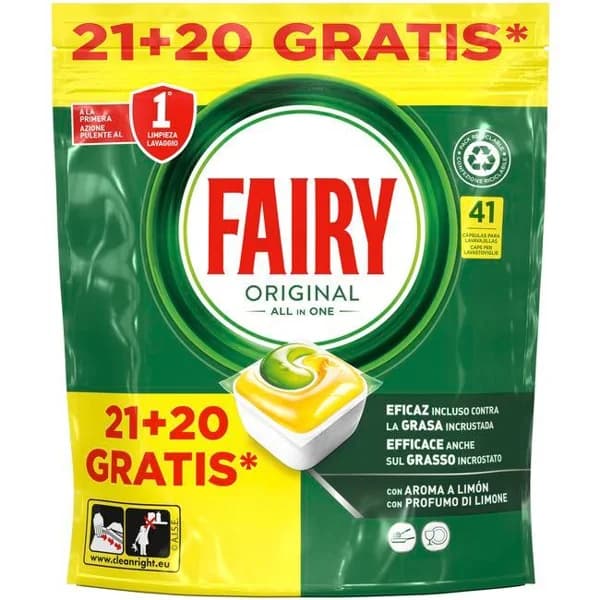 Lavavajillas a máquina todo en 1 FAIRY, bolsa 21+20 dosis - 20 ud - Imagen del producto en Findit