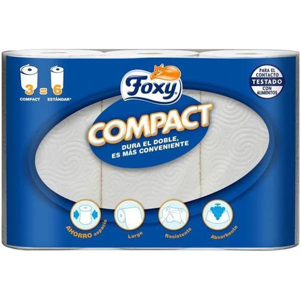 Papel de cocina Compact FOXY, paquete 3 rollos - 3 ud - Imagen del producto en Findit