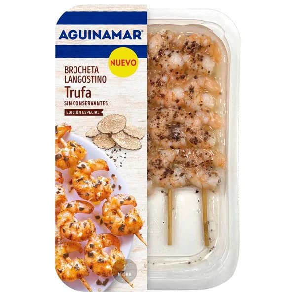 Brocheta de langostino a la trufa AGUINAMAR, bandeja 145 g - 1 ud - Imagen del producto en Findit