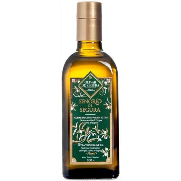 Aceite de oliva v. extra D.O. SEÑORÍO DE SEGURA, botella 50 cl - 0.5 l - Imagen del producto en Findit