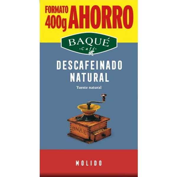 Café molido descafeinado natural BAQUÉ, paquete 400 g - 0.4 kg - Imagen del producto en Findit