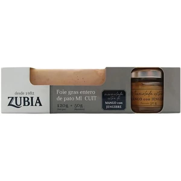 Foie gras pato entero+mermelada de mango ZUBIA, caja 120 g - 0.12 kg - Imagen del producto en Findit