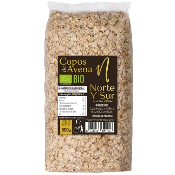 Copos de avena bio NORTE Y SUR, bolsa 500 g - 0.5 kg - Imagen del producto en Findit