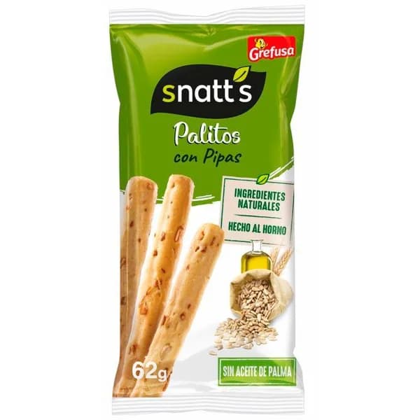 Rosquilleta plana con pipas SNATT'S, bolsa 60 g - 0.06 kg - Imagen del producto en Findit
