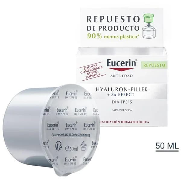 Crema día SPF15 piel seca EUCERIN HYALURON-FILLER, recarga 50 ml - 0.05 l - Imagen del producto en Findit