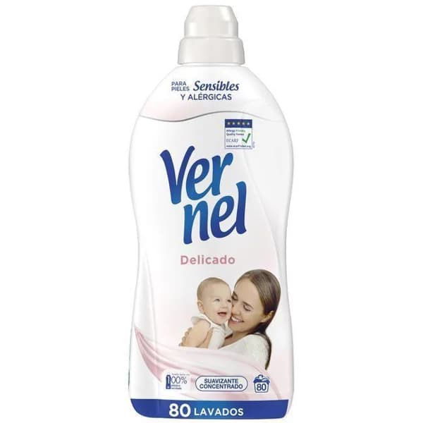 Suavizante aromaterapia delicado VERNEL, botella 80 dosis - 80 ud - Imagen del producto en Findit