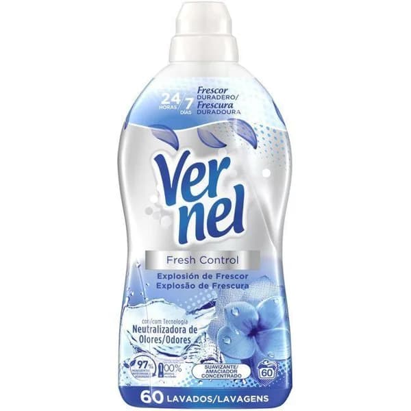 Suavizante fresh control cielo azul  VERNEL, botella 60 dosis - 60 ud - Imagen del producto en Findit