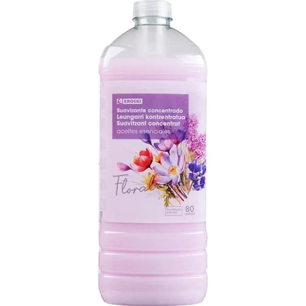 Suavizante floral EROSKI, botella 80 dosis - 80 ud - Imagen del producto en Findit