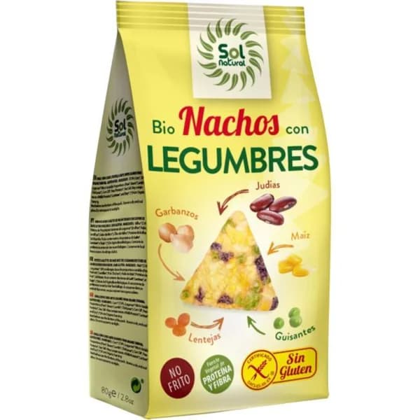 Nachos con legumbres bio sin gluten SOLNATURAL, bolsa 80 g - 0.08 kg - Imagen del producto en Findit