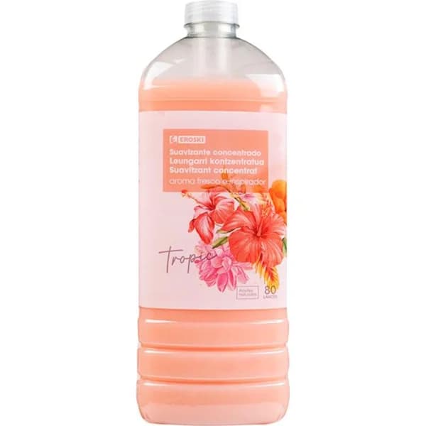 Suavizante tropical EROSKI, botella 80 dosis - 80 ud - Imagen del producto en Findit