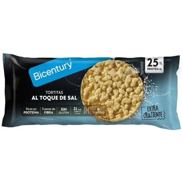 Tortitas al toque de sal proteína BICENTURY, paquete 70 g - 0.07 kg - Imagen del producto en Findit