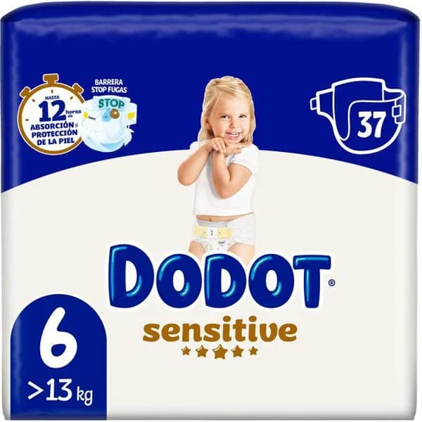 Pañal + 13 kg Talla 6 DODOT SENSITIVE, paquete 37 uds - 37 ud - Imagen del producto en Findit