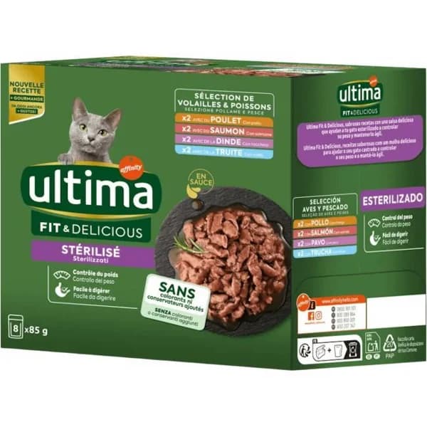 Alimento húmedo salmón gato esterrilizado ULTIMA, caja 680 g - 0.68 kg - Imagen del producto en Findit