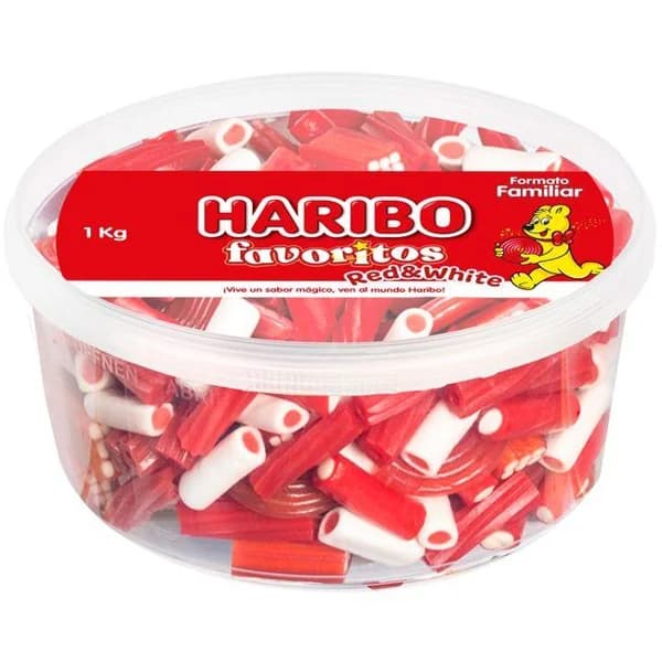 Favoritos redwhite HARIBO, cubeta 1 kg - 1 kg - Imagen del producto en Findit