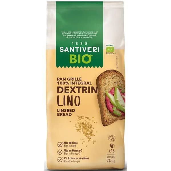Pan grille integral lino bio SANTIVERI, paquete 240 g - 0.24 kg - Imagen del producto en Findit