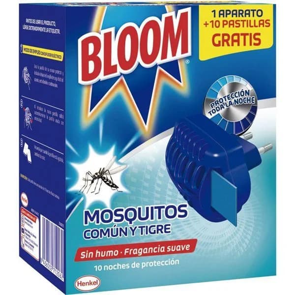Antimosquitos eléctrico BLOOM, aparato + 10 pastillas - 10 ud - Imagen del producto en Findit