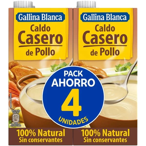 Caldo casero de pollo GALLINA BLANCA, pack 4x1 litro - 4 l - Imagen del producto en Findit